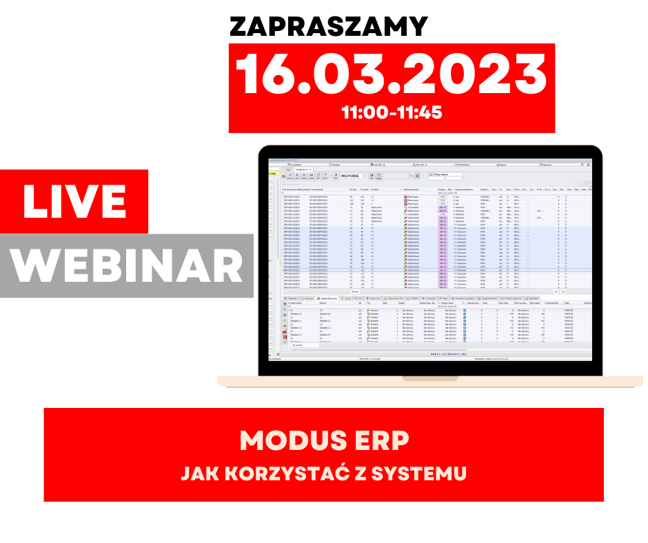 Zapraszamy na webinar prezentujący możliwości oprogramowania Modus ERP. Wydarzenie jest bezpłatne a jego nagranie będzie można zobaczyć w późniejszym terminie. Zapraszamy RHO Software - producent oprogramowania dla firm.