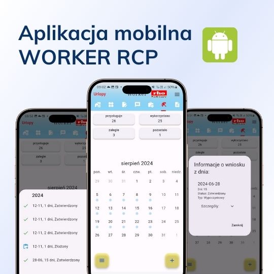 Aplikacja do obsługi RCP i urlopów na smartfon z systemem android.