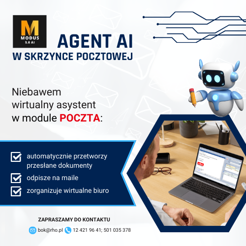 Wirtualny asystent w module Poczta systemu Modus ERP.